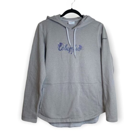 Columbia Grey Drawstring Hoodie with Floral Logo - Picture 1 of 7